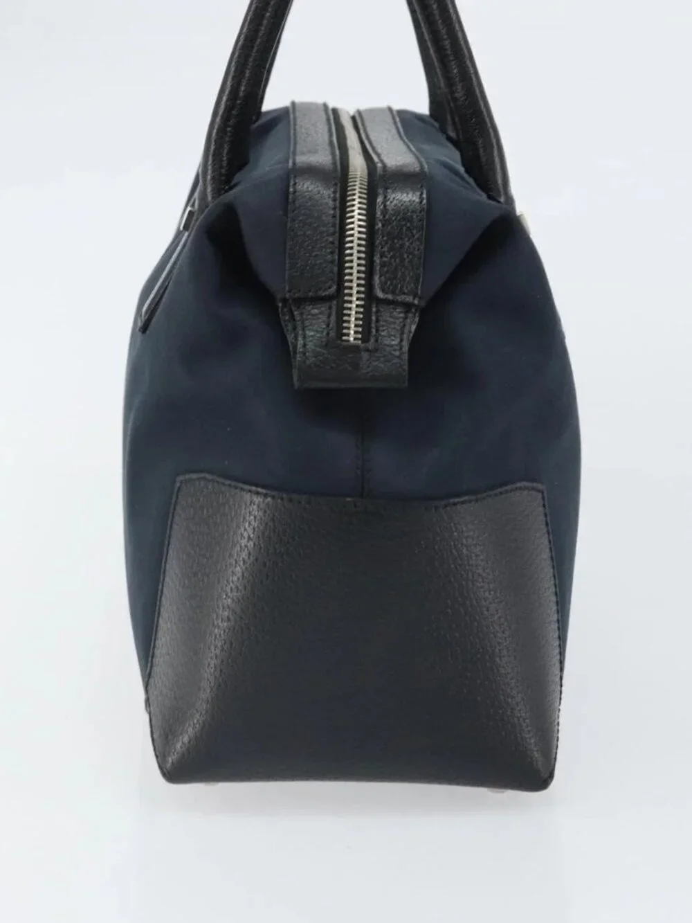 Salvatore Ferragamo Hand Bag Nylon Black Silver Auth BA9555